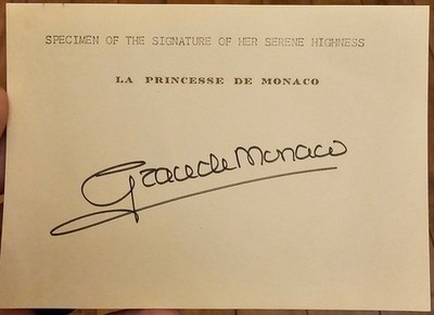 Grace Kelly Princess De Monaco Signature
