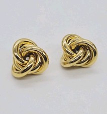 Knot Pierced Earrings Gold Tone Lightweight Vintage Chunky Couture 1 in