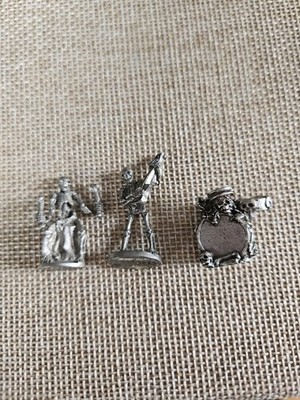 Pewter LOT of 3 Skull Skeleton Figurines 1'' - 1.25''