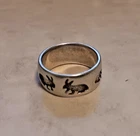 Vintage Sterling 925 Silver 7mm Rabbits Ring Band Size 7.5 PSCL Peter Stone