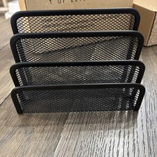 Wire Metal Mesh Desk Organizer Mail Letter File Sorter Holder Black 3 Slots