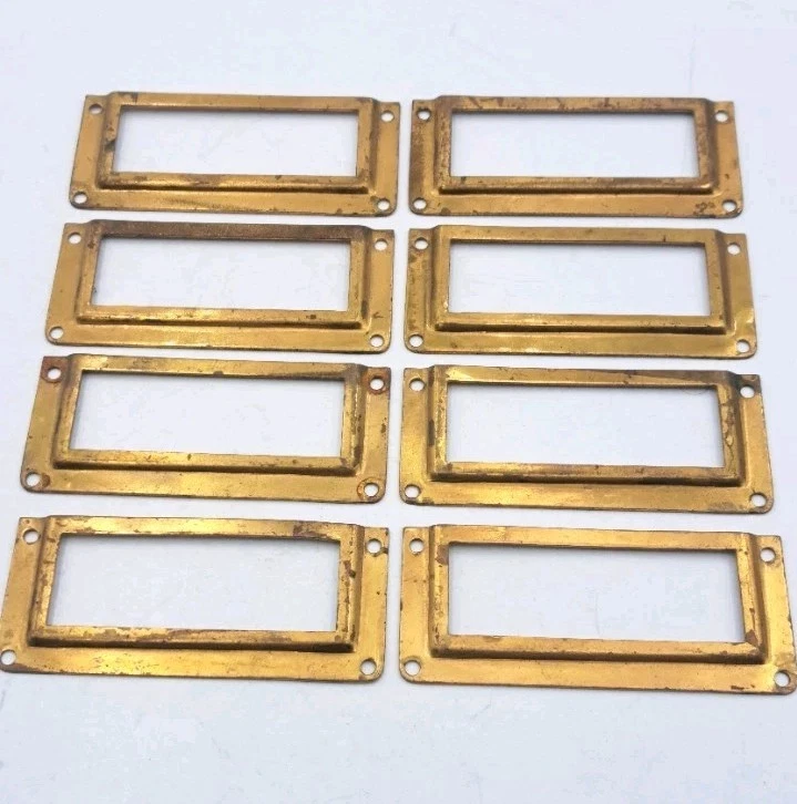 Антикварные/винтажные держатели для этикеток карт латунный аптекарский шкаф оборудование лот из 8 - Изображение 2 из 4