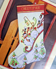 Dimensions Sledding Snowmen Christmas Stocking STARTED Count Cross Stitch Kit PG
