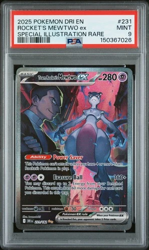 2025 POKEMON DRI SPECIAL ILLUSTRATION RARE #231 TEAM ROCKET'S MEWTWO EX PSA 9