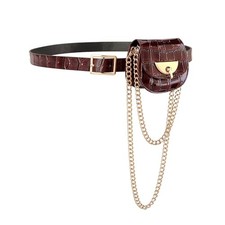 Women Fanny Waist Bag PU Leather Belt Bag for Women Fanny Pack Mini Belt Brown