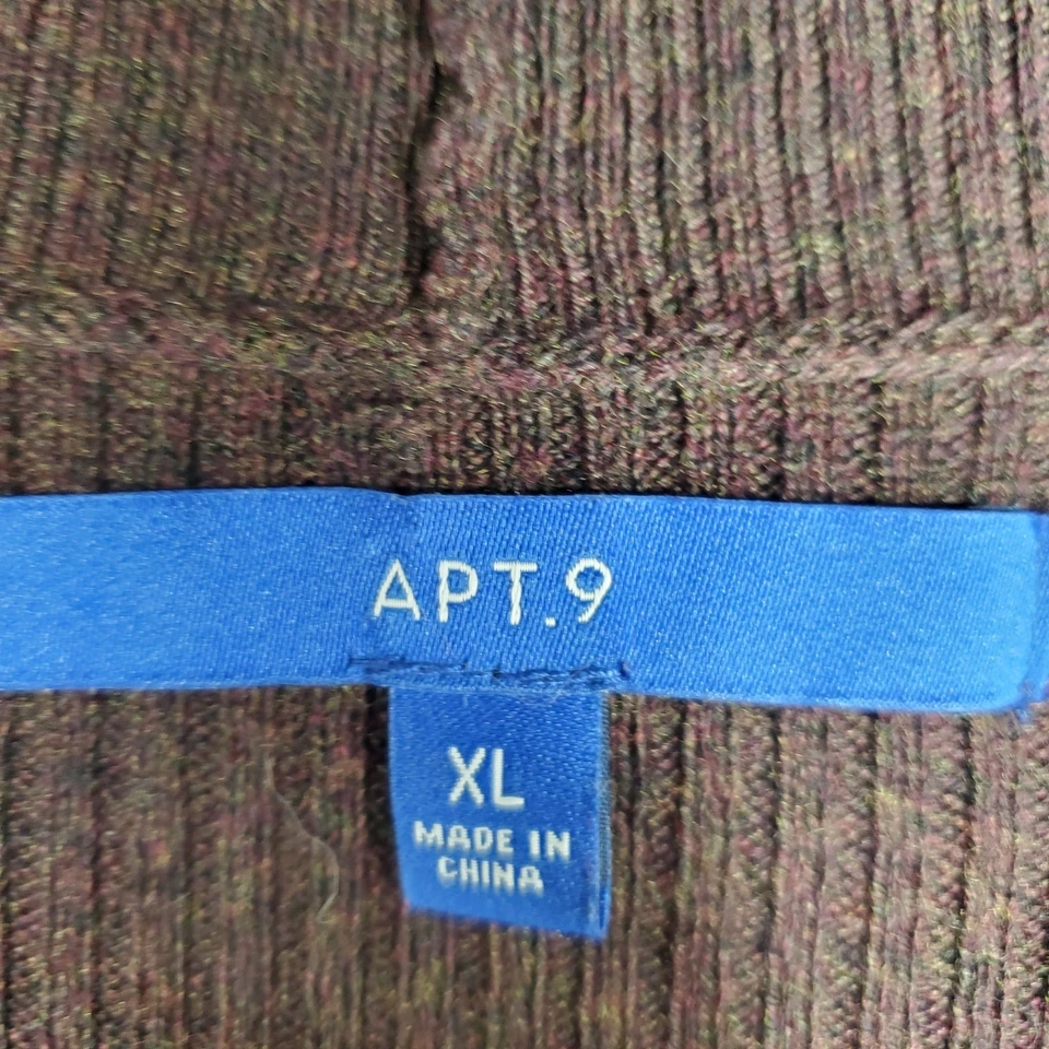 女士的巧克力棕色开衫毛衣 XL 打褶开襟摆波西米亚独立 — 第 4/4 张图片