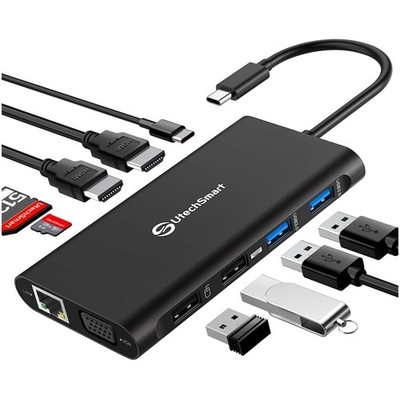 Triple Display Laptop Docking Station - 11-in-1, 2 HDMI, VGA^