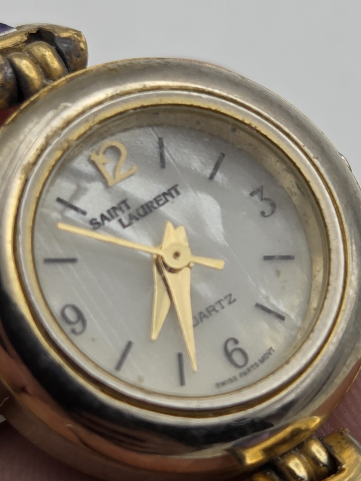 Orologio Vintage SAINT LAURENT Pietre Finte Colorate Donna Tono Oro NON TESTATO