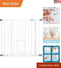 Elegant Carlson Extra Wide Dog Gate with Small Pet Door   Indoor Safety Solution