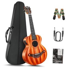 TEM45 Pumpkin Style Tenor Ukulele   26 Inch Solid Top 26" Tenor Flamed Okoume