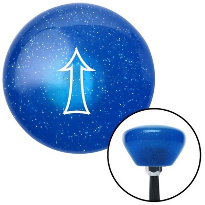 Wht Fancy Outlined Directional Arrow Up Blue Retro Sparkle Shift Knob M16x1.5