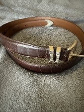 Vintage Oynx By Brighton Mens Brown Belt Size 38 Silvertone Hardware USA 16008