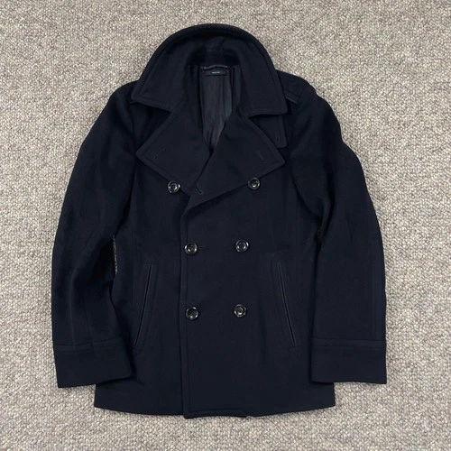 Tom Ford Men's 100% Wool Double-Breasted Peacoat Black Made in Italy Size 36 - product listing photo