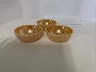 Vintage Anchor Hocking Peach Lustre Berry Bowls Set of 3 Scalloped Glass