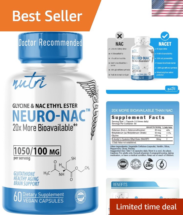 Nutri Neuro NAC N-Acetyl Cysteine Ethyl Ester 600mg - 60 Caps for Brain Support