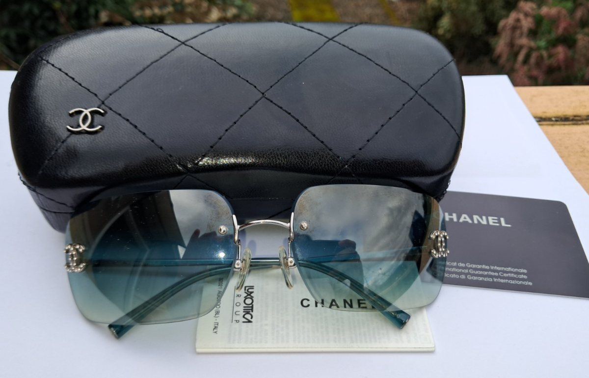 Vintage Chanel teal blue gradient 4017 D c 124-57 120 mm rimless