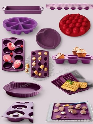 Tupperware Silikon Backmatte Backform Cupcakes Waffel Herz Backblech Obstboden