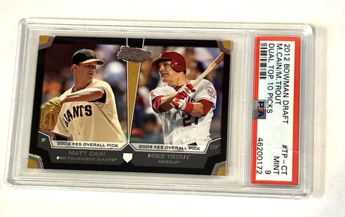 MIKE TROUT 2012 Bowman Draft Top 10 INSERT w/ Matt Cain! PSA NM-MT 8! QTY AVAIL!