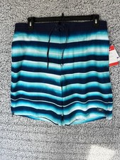 Speedo Swim Trunks Mens 2XL Blue Striped Board Shorts NWT