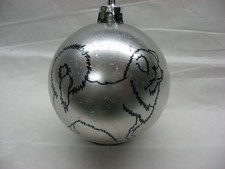 NEW HANDPAINTED TIBETAN SPANIEL UNBREAKABLE SILVER CHRISTMAS ORNAMENT 2 1/2"