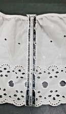 Vintage 9 YARDS 6" WIDE GATHERED POLY/ COTTON EYELET TRIM COLOR WHITE Ruffle Lac