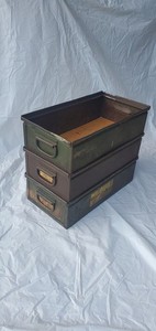 Industrial Metal Stacking Box / Vintage Metal Parts Bin Stacking Storage