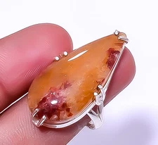 Red And Yellow Jasper 925 Sterling Silver Solitaire Handmade Ring 8.5 R919-449