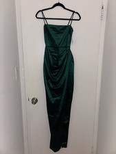 Windsor Emerald Green Formal Slit Gown | XS NWT | Satin Mermaid