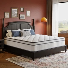 Full Size Mattress, 12 Inch Full Mattress in a Box, Innerspring Hybrid with C...
