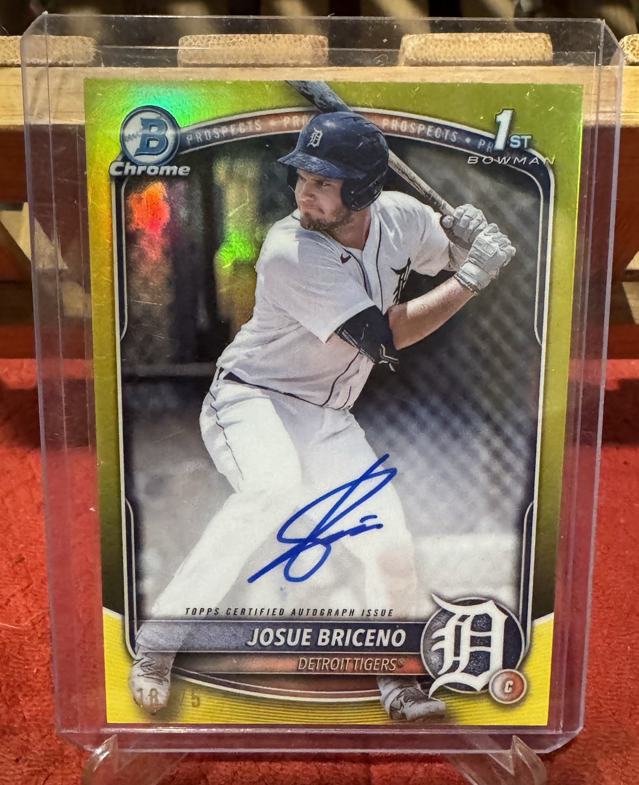2025 Bowman Chrome Josue Briceno Yellow Refractor On Card Auto 18/75, CPA-JB🔥