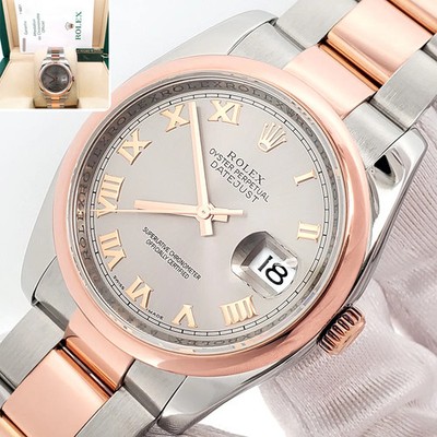 2007 Rolex Datejust 36mm Slate Roman 2-tone Oyster Watch Box/Papers/Tag