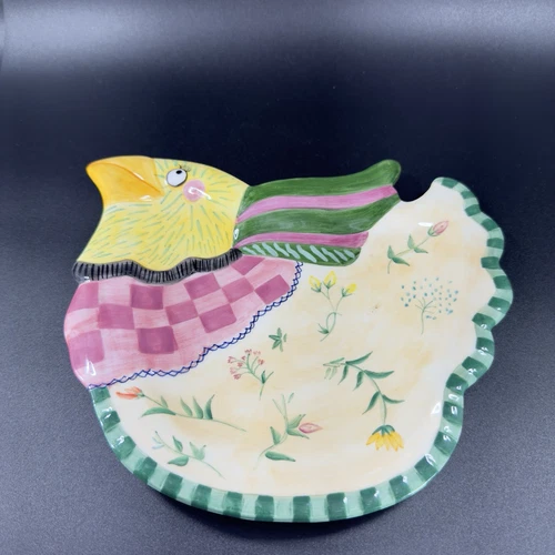 Fitz and Floyd GYPSY CHICKS Hen Chicken Plate Dish Platter Ceramic Whimsical VTG - Picture 10 of 10