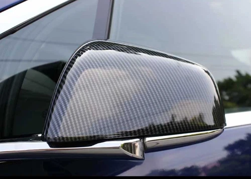 Carbon Fiber Rearview Mirror Lamp Cover Trim For 2017-2023 Tesla Model X 2pcs