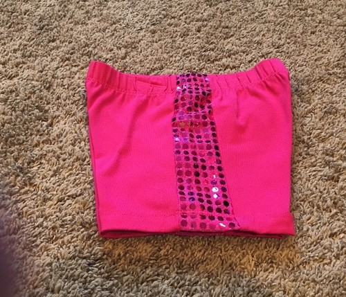 Kids 8 Pink Cheer Dance Gymnastics Sparkly Spandex Bike Shorts NWT! - Picture 3 of 3