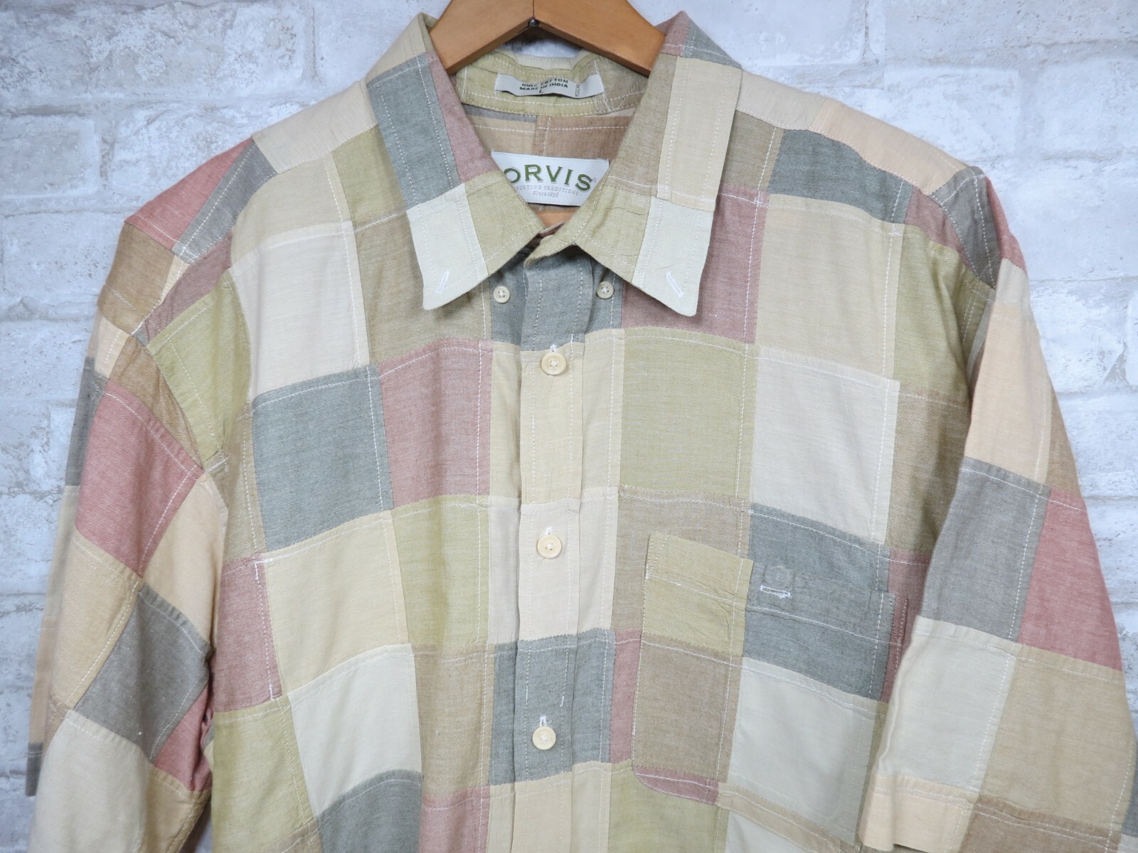 ORVIS Short Sleeve Button Up Patchwork Pattern Sh… - image 4