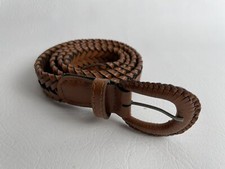 Vintage Womens Leather Braided Brown Belt 32-34  