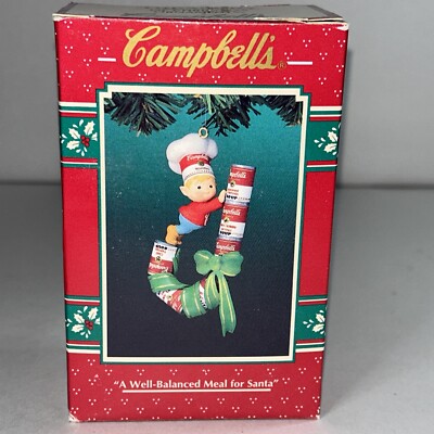 Vintage 1995 ENESCO Campbell's Soup A Well Balanced Meal For Santa Ornament