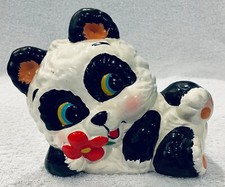 VTG Panda Bear Coin Bank Flower Ceramic Piggy Coin Bank Made in Japan