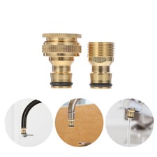 2 Pcs Copper Faucet To Hose Adapter Set Quick Connect For Garden Hose