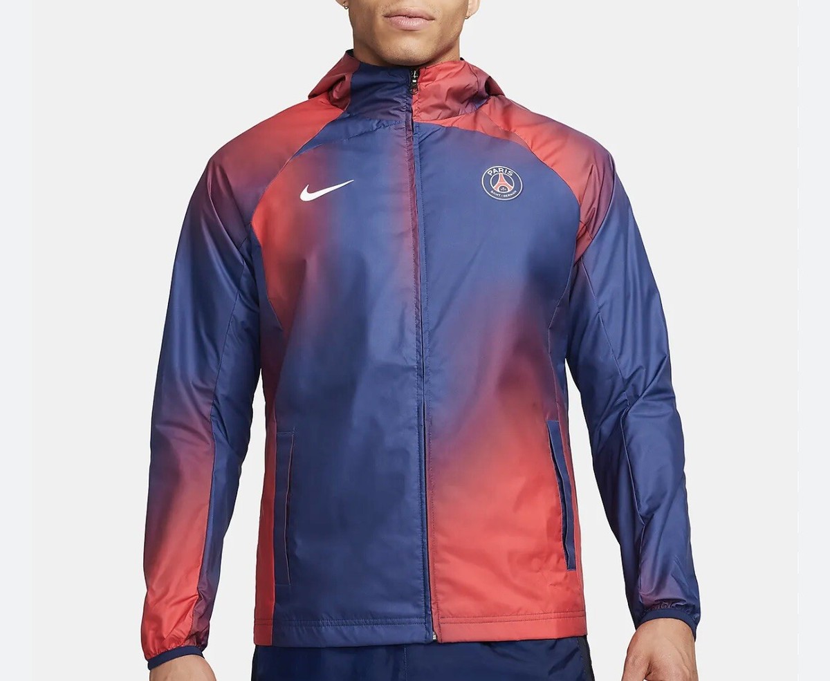 Nike PSG Paris Saint-Germain Gradient Blue Rain Jacket, Size Med