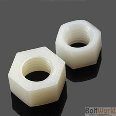 M20 / 20 mm GEWINDE NYLON VOLLSECHSKANT SECHSKANTMUTTERN KUNSTSTOFFMUTTER PASSEND SCHRAUBEN SCHRAUBEN WEISS