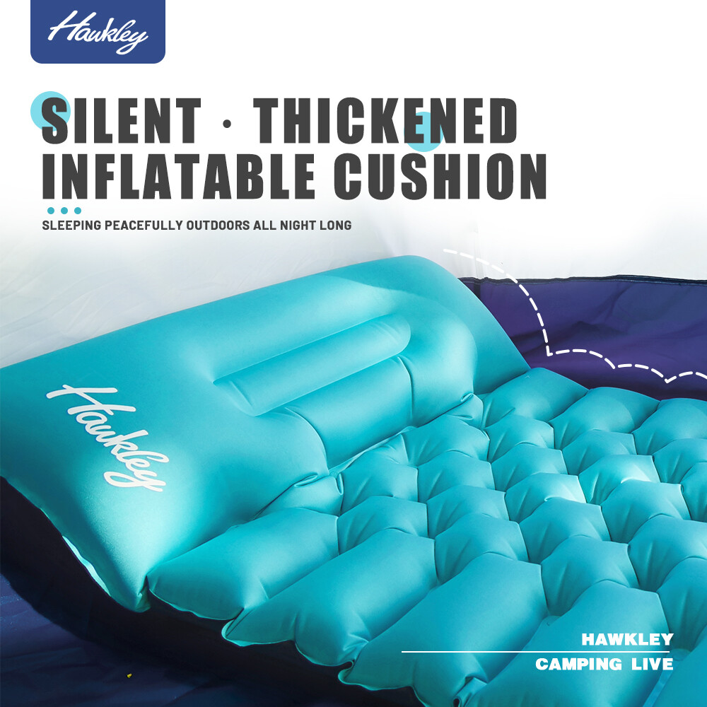 Blue Self-Inflating Sleeping Pad - Durable Sleep Mat for Camping w/Storage Bag