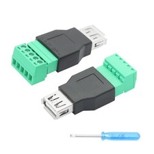 USB 2.0 A Female to 5 Pin Screw Terminal Adapter USB A Quick Connect Solderle...