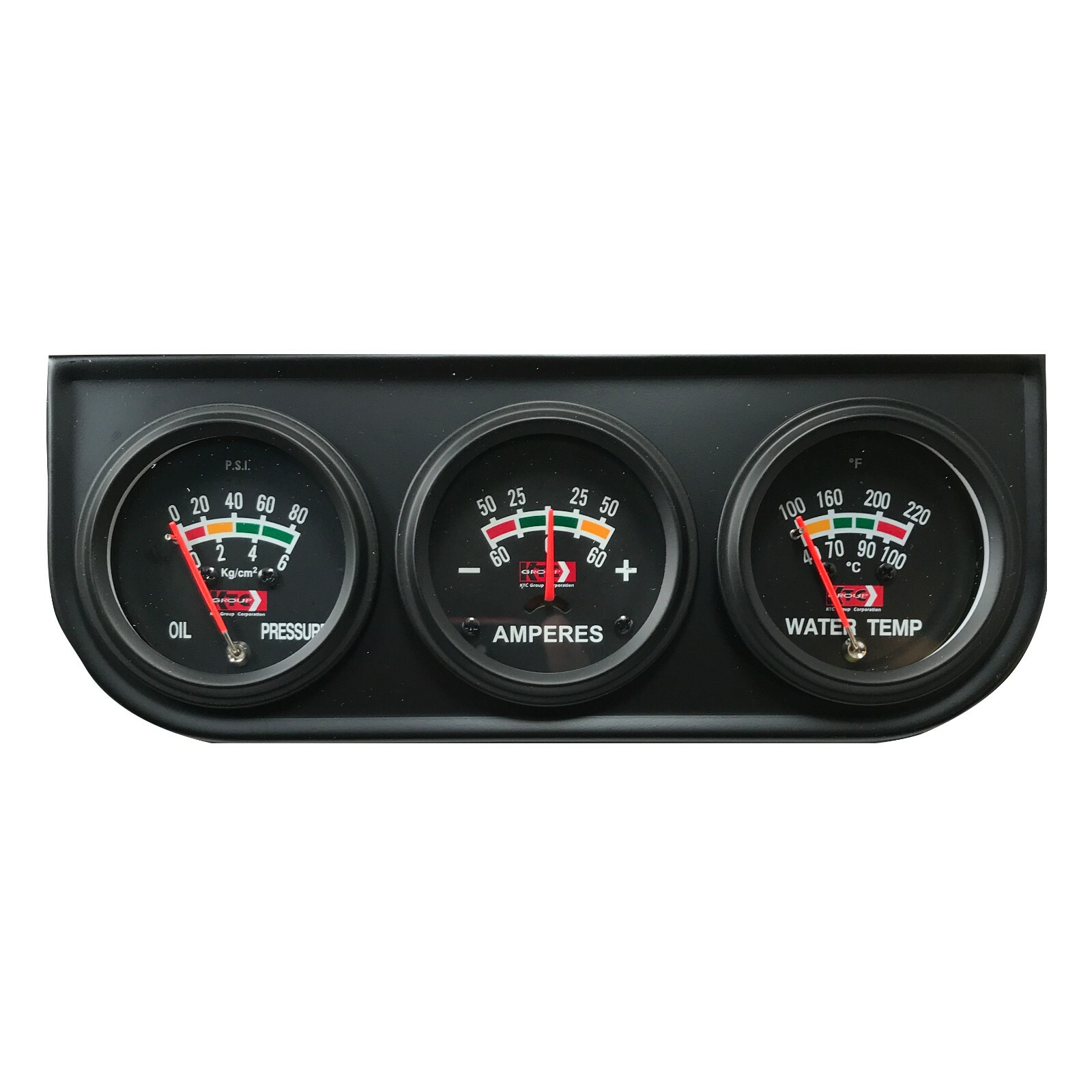 Image 1 - Universal 2&amp;#034; Triple Gauge Set Water Temperature Oil Pressure PSI Ammeter Amperes