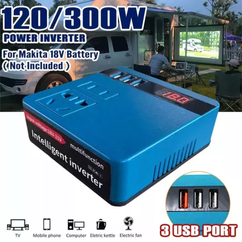 120W Power Inverter For Makita LXT 18V Battery Convert to AC 220-230V w/3 USB - Picture 1 of 12