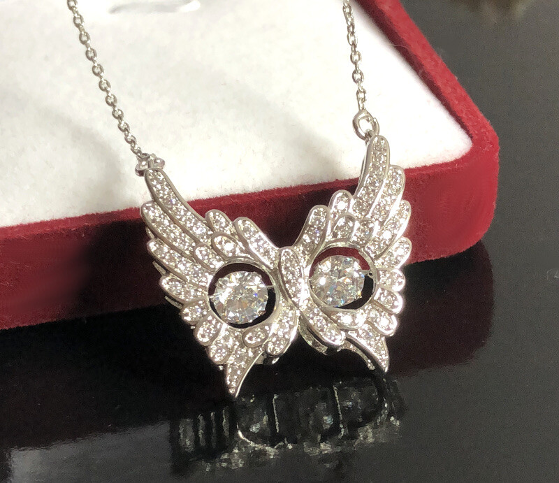 Necklace Owl Dance Pearl Pendant Moving Crystal White Gold Plated eBay
