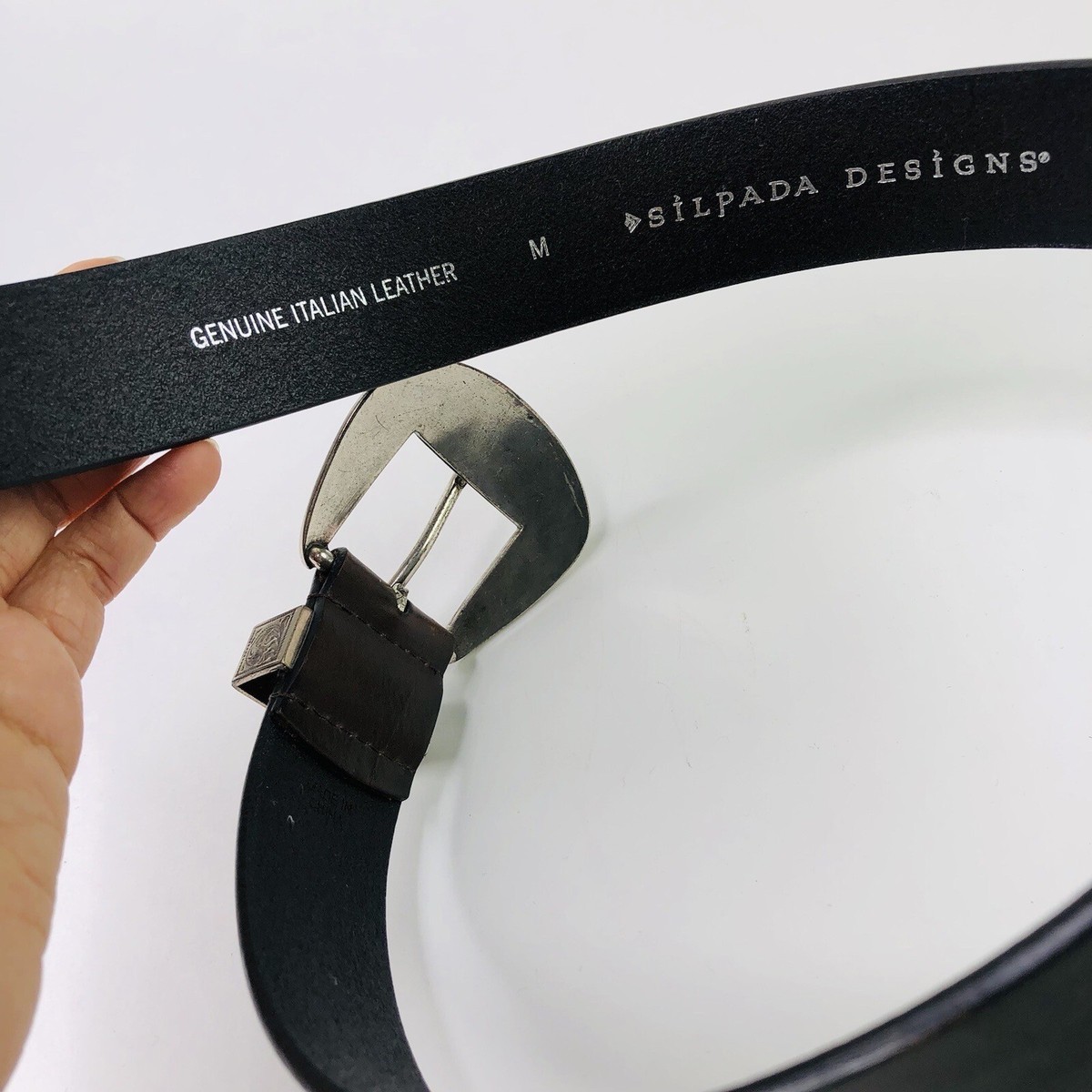 Silpada Designs Genuine Italian Brown Leather Belt M Silver  display picture 1