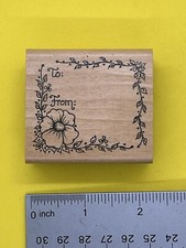 E8, Embossing Arts Rubber Stamp, To From Flower Vine Frame