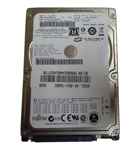 160 GB SATA FUJITSU MHZ2160BH S/N: K62TT8826GSN  2,5 " #NFP1114