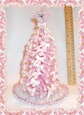 DOLLHOUSE MINIATURES  8"LIGHTED PINK CHRISTMAS TREE 1:12 SCALE OOAK MCM NEW!.. 